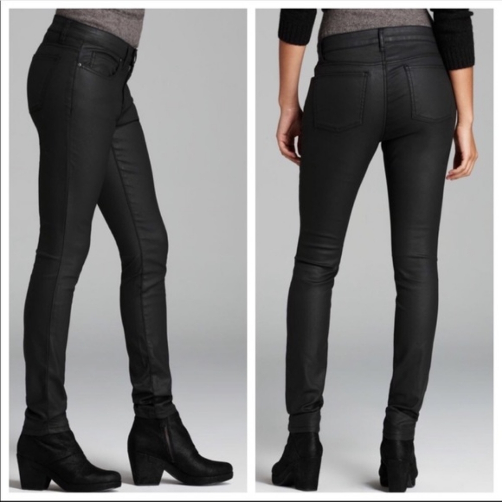 Eileen Fisher Organic Black Wax Skinny Jeans Size 6P